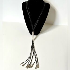 UNO DE 50 Sterling Silver & Black Leather Statement Necklace